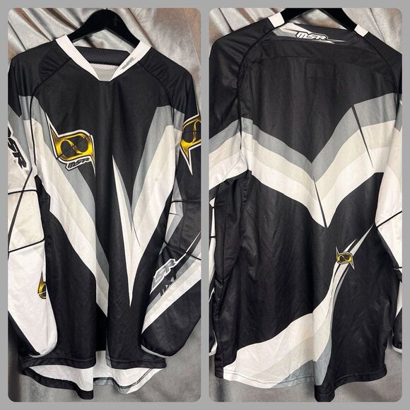 Vintage MSR NXT Racing Jersey Mens L Gray /Black  Padded Elbows Motocross Racing - Picture 1 of 15